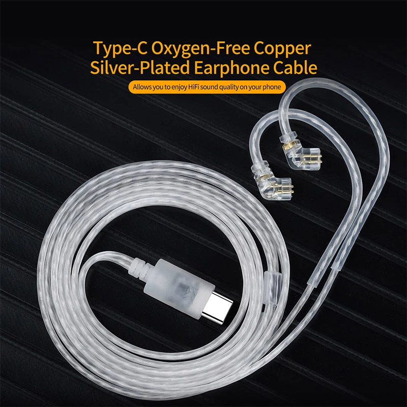 Wired Earphone Mic - Cable para Auriculares KZ OFC Plateado,