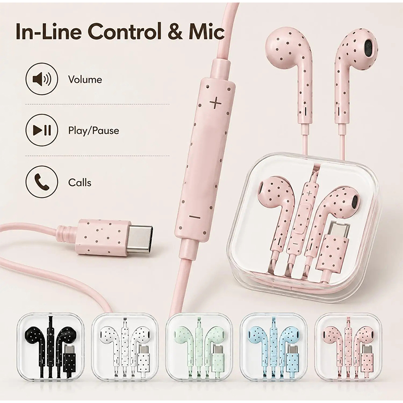 Wired Earphone Mic - Auriculares Tipo C con Patrón de