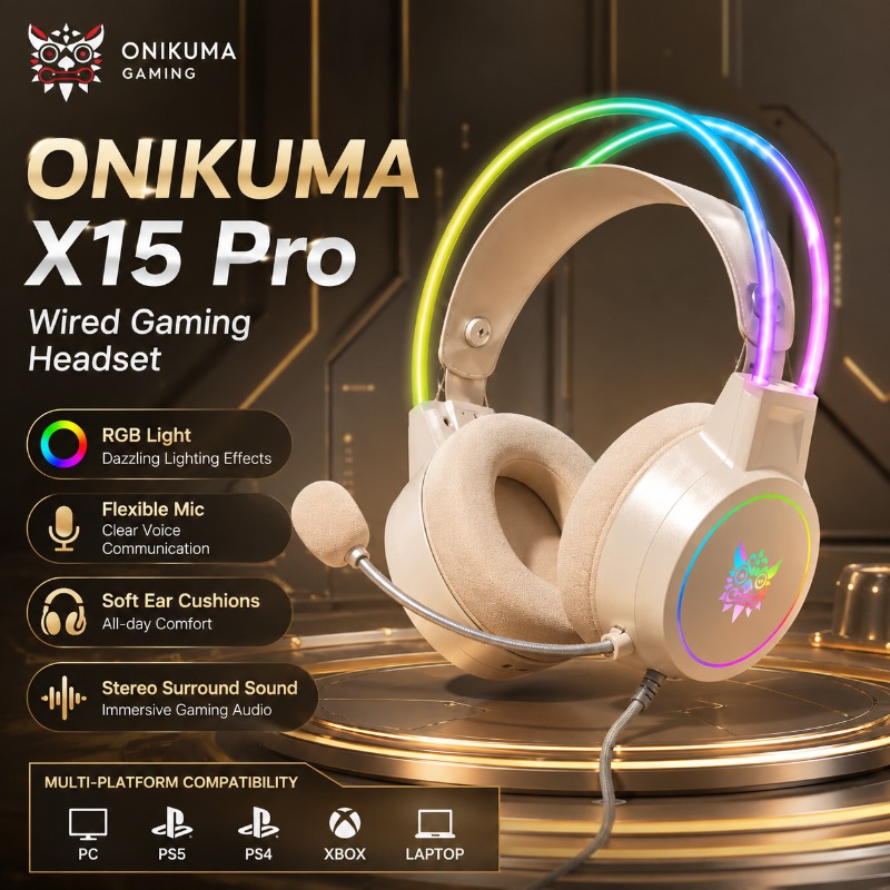 Gaming Headset Rgb - Auriculares para Juegos ONIKUMA X15 Pro,