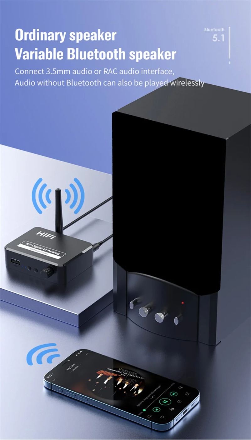 Adaptador convertidor DAC de A - Bluetooth Adapter Receiver reseña y precio